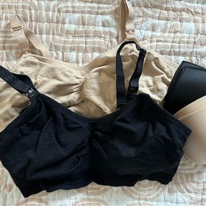 Set of two L busty kindred bravely bras - “hands free pumping and nursing bra”